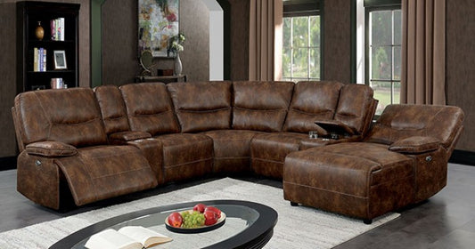 Brown Power Sectional