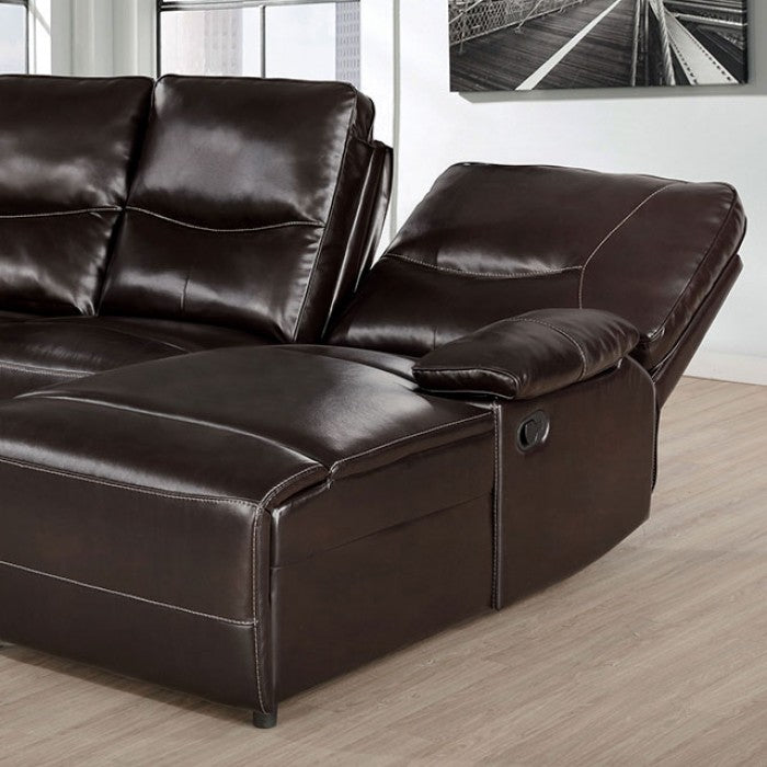 Power Leatherette Dark Brown Sectional