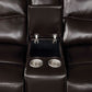 Power Leatherette Dark Brown Sectional