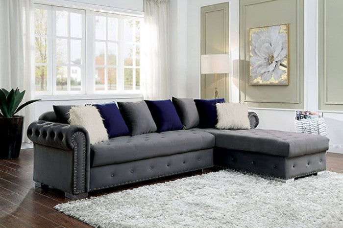 Glam Gray Velvet Sectional