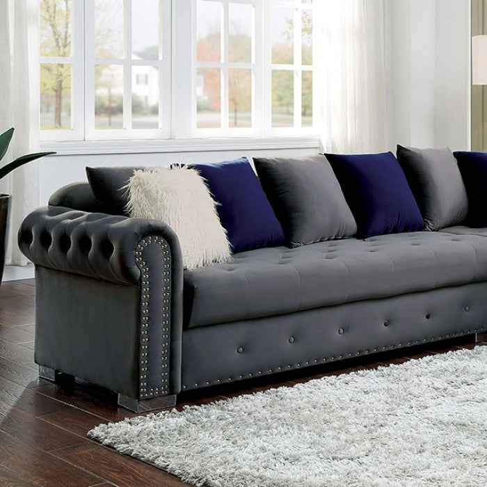 Glam Gray Velvet Sectional