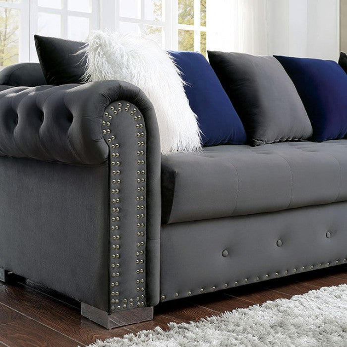 Glam Gray Velvet Sectional