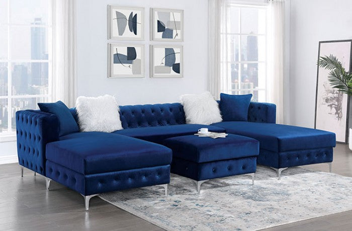 Modern Navy Flannelette Sectional