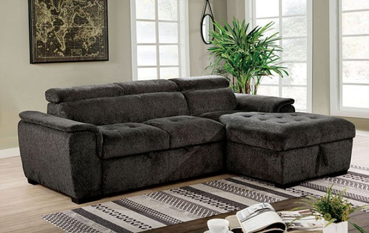 Dark Gray Sectional with Pull Out