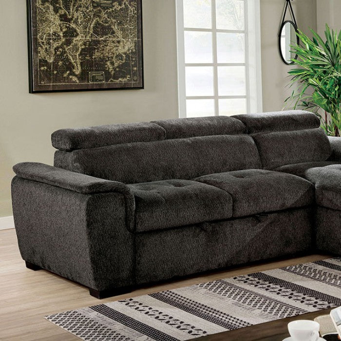 Dark Gray Sectional with Pull Out