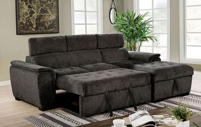 Dark Gray Sectional with Pull Out