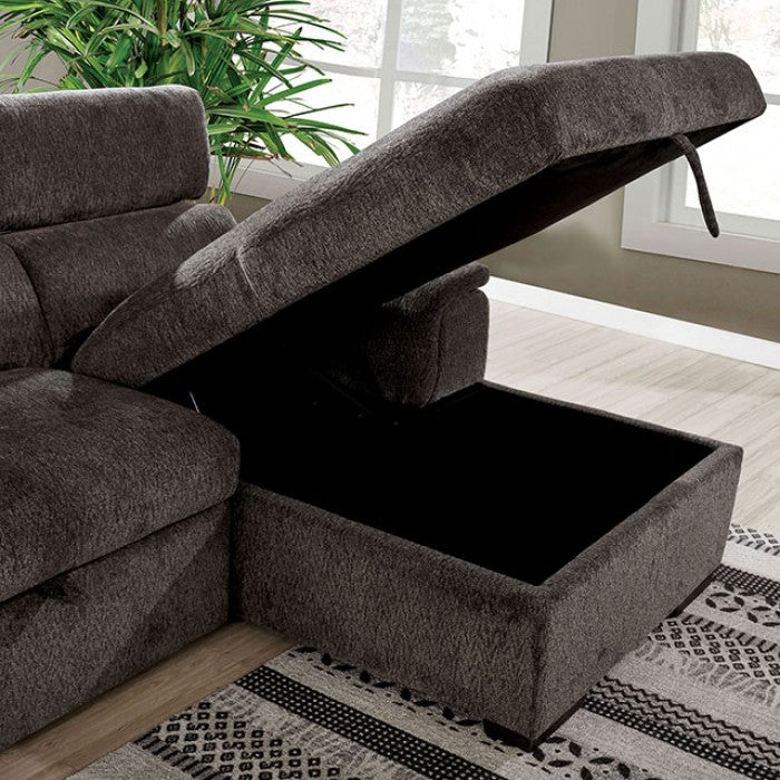 Dark Gray Sectional with Pull Out