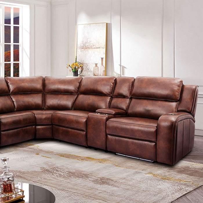 Power Brown Faux Leather Sectional