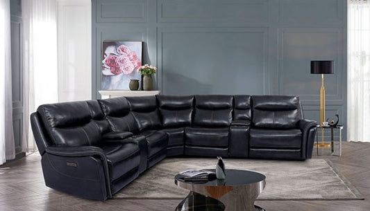 Top Grain Leather Dark Navy Sectional