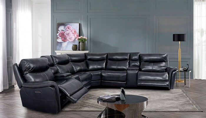 Top Grain Leather Dark Navy Sectional