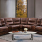 Top Grain Leather Brown Power Sectional