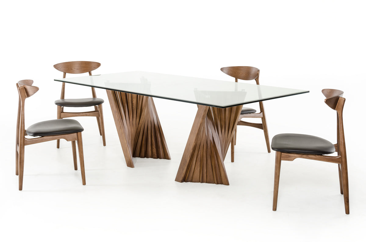 Modrest Corbin Modern Walnut & Glass Dining Table