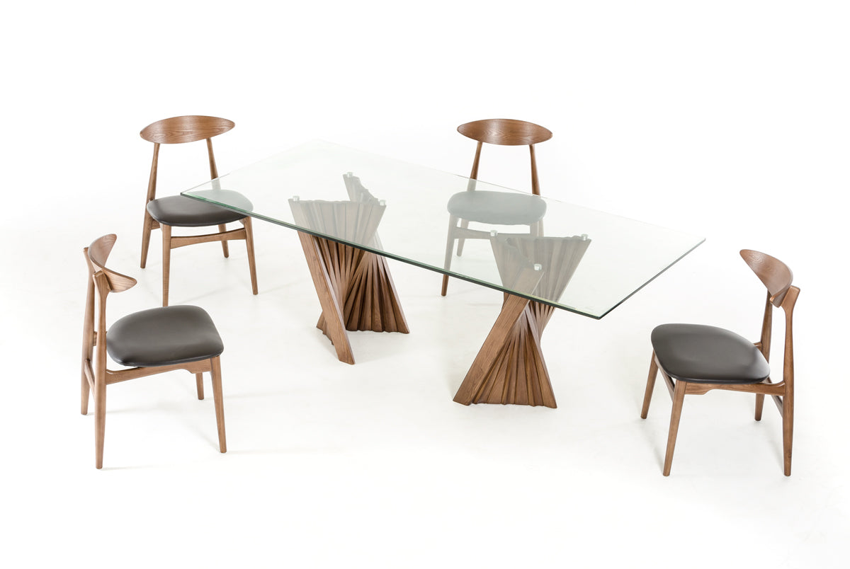 Modrest Corbin Modern Walnut & Glass Dining Table