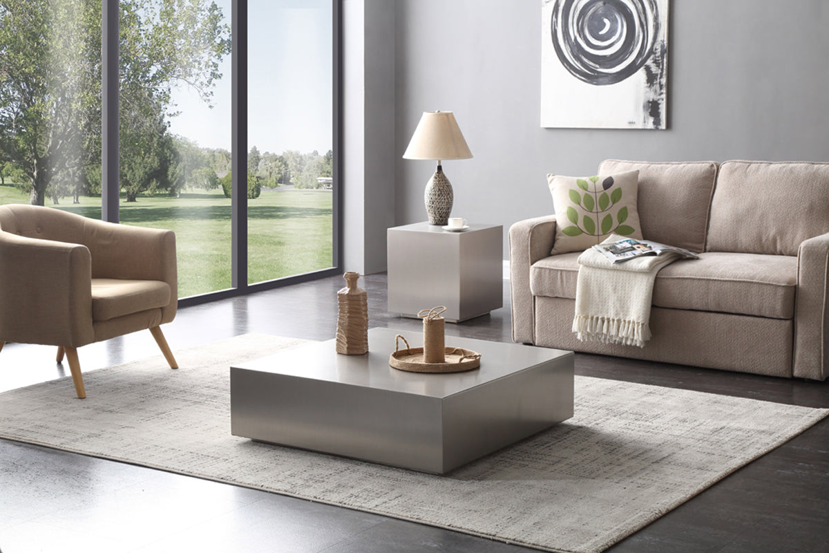 Modrest Anvil Modern Brushed Stainless Steel End Table