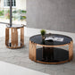 Modrest Bryce Modern Smoked Glass & Rosegold Round End Table