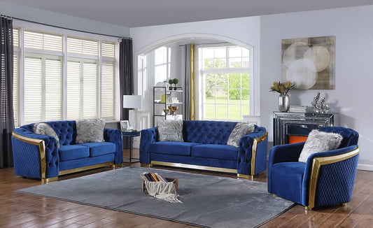 Modern Velvel tufted Sofa with Gold Trim