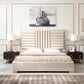 Modrest Daystar - Modern Beige Velvet & Gold Bed