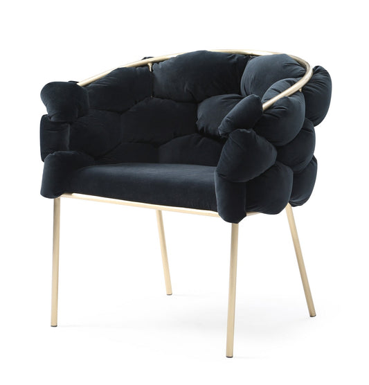 Modrest Debra - Modern Black Velvet/Brushed Brass Dining Chair