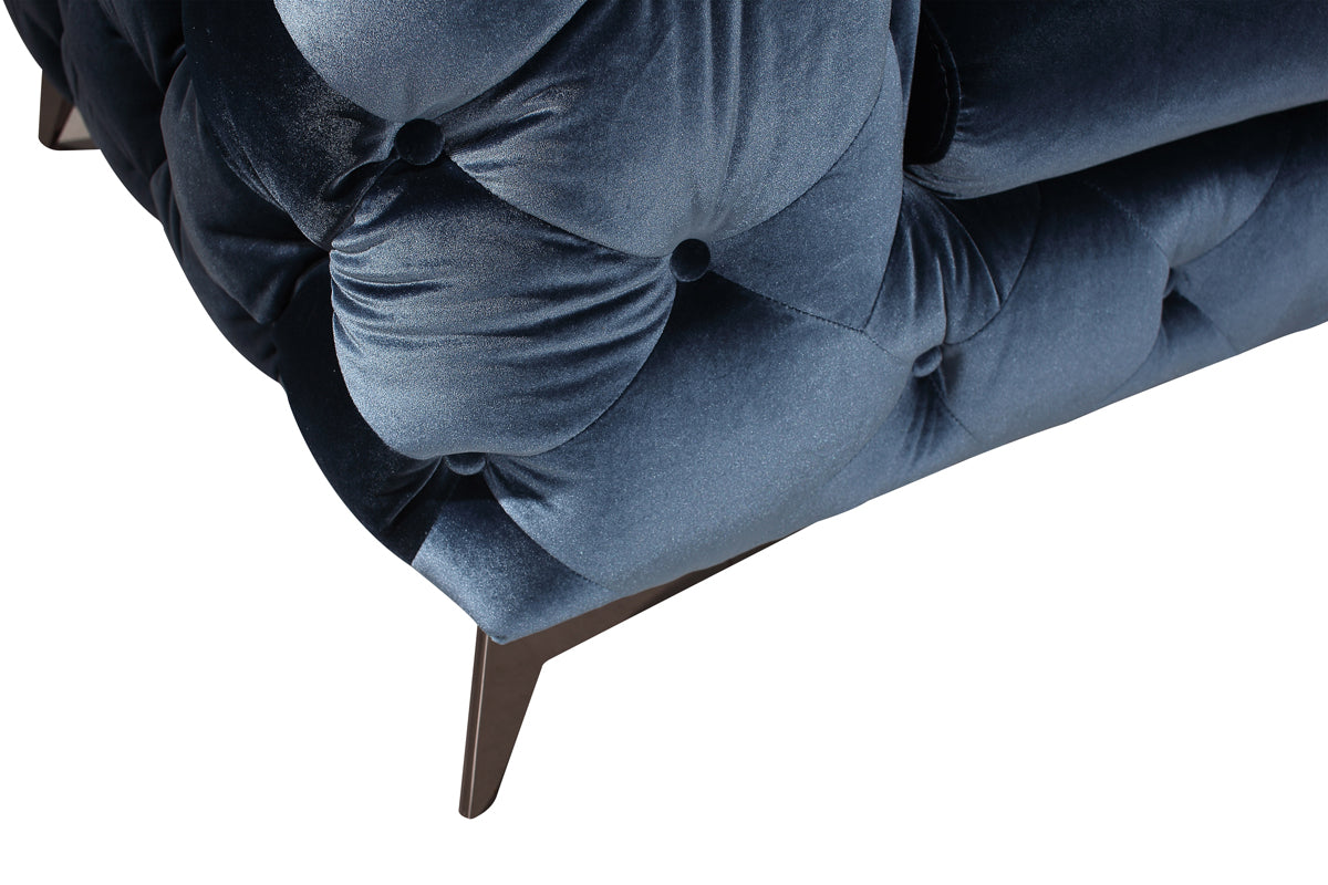 Divani Casa Delilah Modern Blue Fabric Sofa