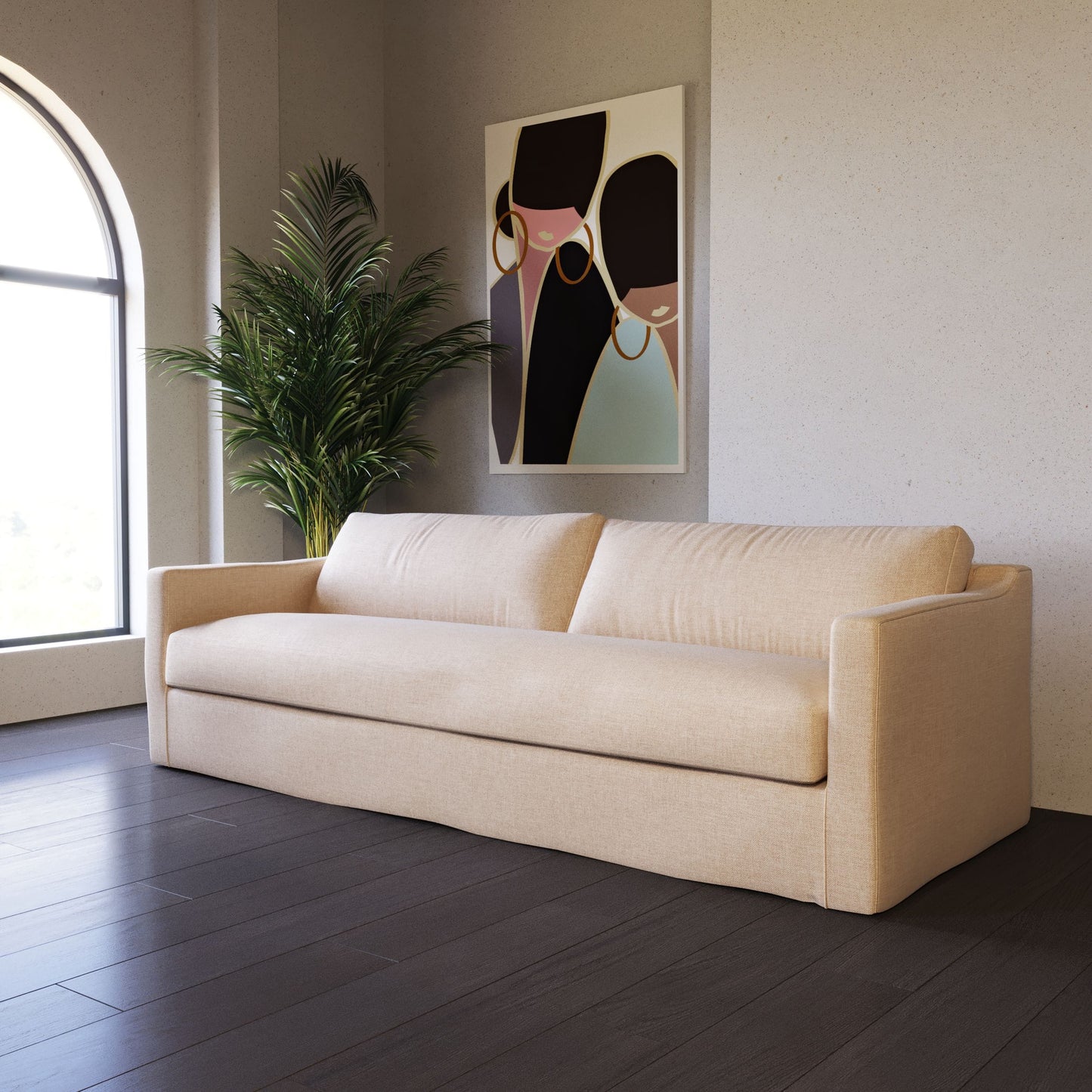 Divani Casa Admiral - Modern Classic Sand Fabric Sofa