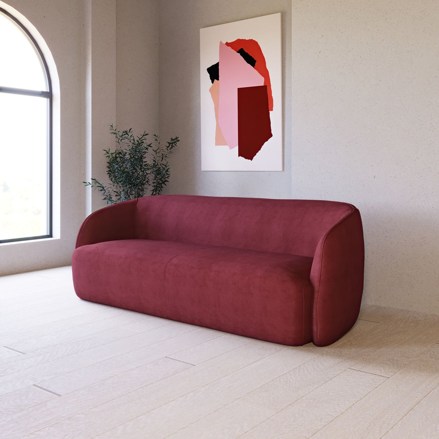 Divani Casa Spruce - Modern Red Velvet Sofa