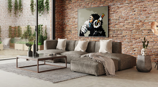 Divani Casa Dania - Modern Beige Fabric Sectional and Ottoman