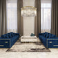 Divani Casa Mobray - Glam Blue & Gold Fabric Sofa