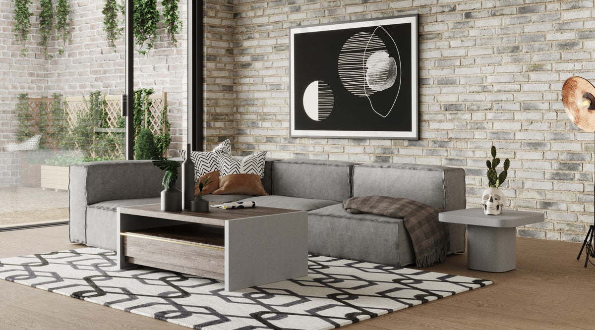 Divani Casa Navstar - Contemporary Modular Grey Fabric Sectional Sofa