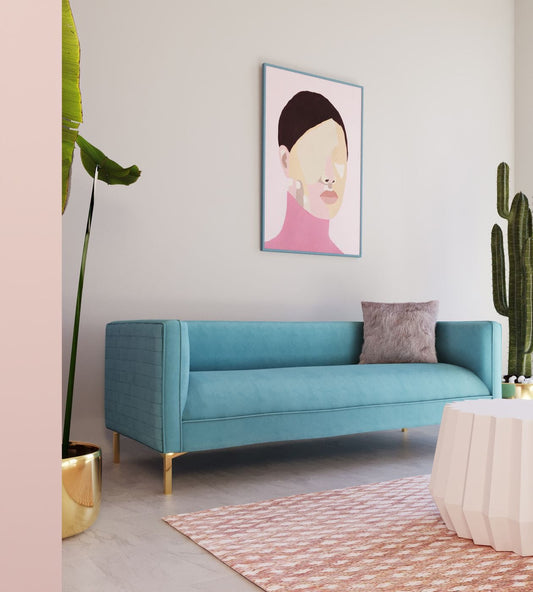 Divani Casa Putnum Modern Teal Velvet Sofa