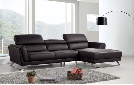 Divani Casa Doss - Modern Black Eco-Leather Right Facing Sectional Sofa