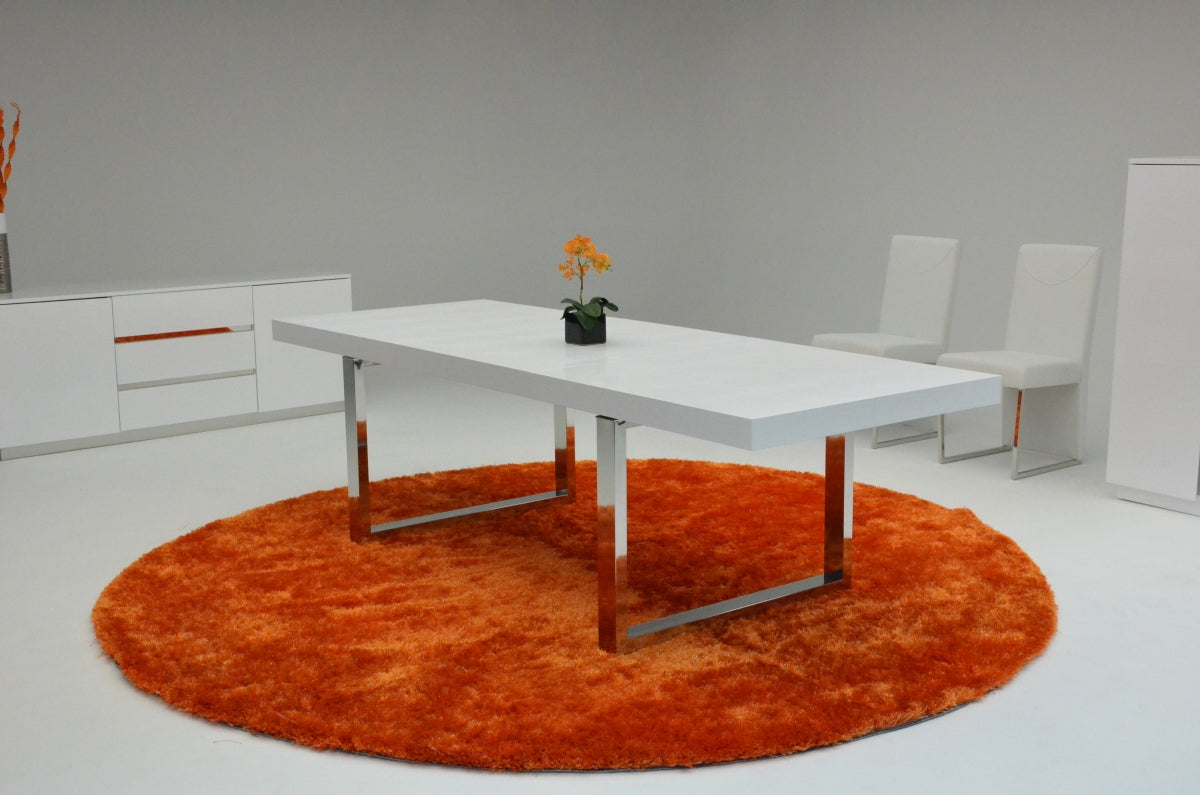 A&X Skyline White Crocodile Extendable Dining Table