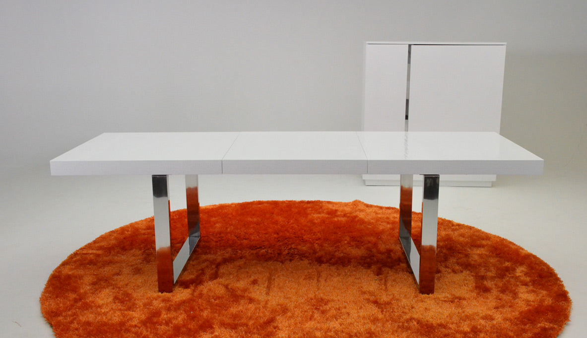 A&X Skyline White Crocodile Extendable Dining Table