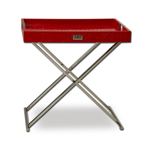 A&X Cecilia Red Crocodile Tray Table