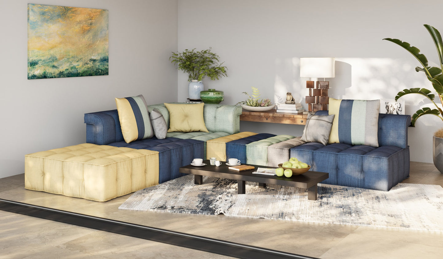 Divani Casa Dubai -  Modern Multicolored Fabric Modular Sectional Sofa