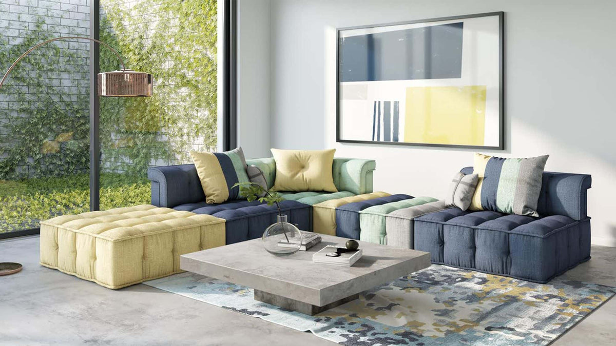 Divani Casa Dubai -  Modern Multicolored Fabric Modular Sectional Sofa