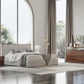 Modrest Dustin - Modern Grey Fabric & Walnut Trimmed Bed