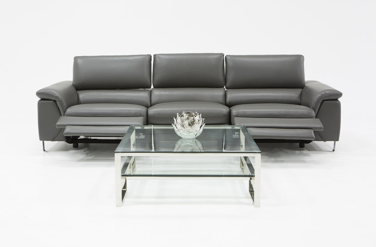 Divani Casa Maine Modern Grey Eco-Leather Sofa w/ Electric Recliners