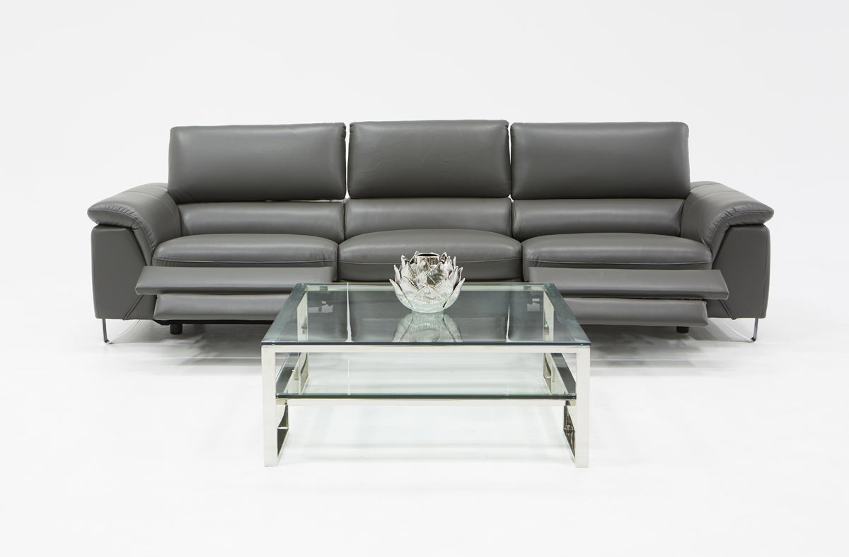 Divani Casa Maine Modern Grey Eco-Leather Sofa w/ Electric Recliners