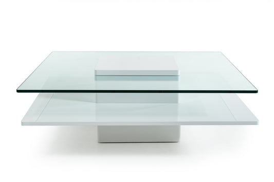 Modrest Emulsion - Modern White Glass Coffee Table