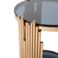 Modrest Bryce Modern Smoked Glass & Rosegold Round End Table
