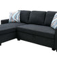 Black Flannel Sectional with Storage Chaise