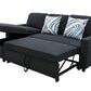 Black Flannel Sectional with Storage Chaise