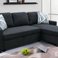 Black Flannel Sectional with Storage Chaise