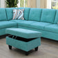 Green Flannel Sectional with Storage Ottoman