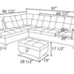 Green Flannel Sectional with Storage Ottoman