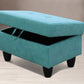 Green Flannel Sectional with Storage Ottoman