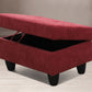 Red Flannel Sectional with Storage Ottoman