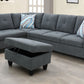 Grey Flannel Sectional with Storage Ottoman
