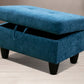 Blue Flannel Sectional with Storage Ottoman