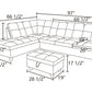Denim Faux Leather Sectional with Storage Ottoman